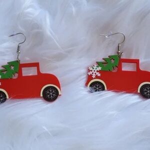 Vintage Red Truck Christmas Earrings NWT